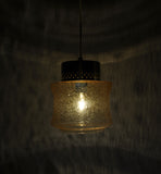 Danish vintage brass and glass pendant