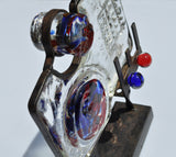 Glass and metal sculpture