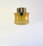 Danish vintage brass and glass pendant