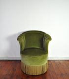 Danish Art Deco Chair in Green Velvet, 1920s-1930s