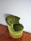 Danish Art Deco Chair in Green Velvet, 1920s-1930s