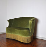 Danish Art Deco Sofa in Green Velvet, 1920s-1930s