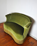 Danish Art Deco Sofa in Green Velvet, 1920s-1930s