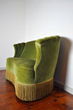 Danish Art Deco Sofa in Green Velvet, 1920s-1930s