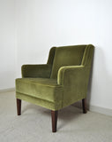 Danish Mid-Century Modern Lounge Chair in Green Velvet, 1950s