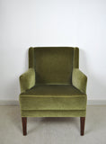 Danish Mid-Century Modern Lounge Chair in Green Velvet, 1950s