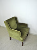 Danish Mid-Century Modern Lounge Chair in Green Velvet, 1950s