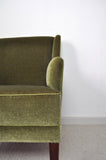 Danish Mid-Century Modern Lounge Chair in Green Velvet, 1950s