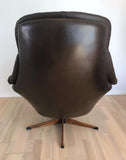 Danish Leather Swivel Lounge Chair by H.W. Klein for Bramin