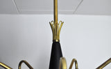 Rare Scandinavian ceiling lamp in brass and opaline glass, 1940s-50s