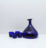 Cobalt Blue Viking Decanter and Cups, Ole Winther, Holmegaard Glasværk, 1962