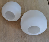 Holmegaard minimalistic hanging lamp in opaline glass and teak, set of 2