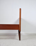 Scandinavian Modern Teak Bed with Woven Cane Head and Footboard