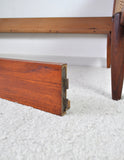 Scandinavian Modern Teak Bed with Woven Cane Head and Footboard