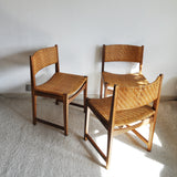 Oak and Cane Dining Chairs model 351 designed by Peter Hvidt & Orla Mølgaard-Nielsen, Set of 3