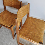 Oak and Cane Dining Chairs model 351 designed by Peter Hvidt & Orla Mølgaard-Nielsen, Set of 3