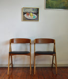Danish dining chairs, set of 2. Teak & beech. Danish modern furniture