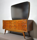 Italian Art Deco Walnut and Maple Commode with mirror