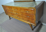 Italian Art Deco Walnut and Maple Commode with mirror