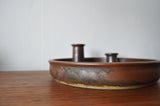 Danish candle holder made of stoneware with a harefur glaze