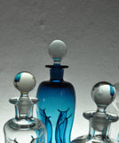 Holmegaard "Klukflasker", Set of 7 Mouth Blown Cluck Bottles or Decanters