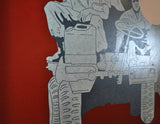 Screen Print in Silver and Red Colors by the Danish artist Lars Grenaae
