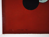 Screen Print in Silver and Red Colors by the Danish artist Lars Grenaae