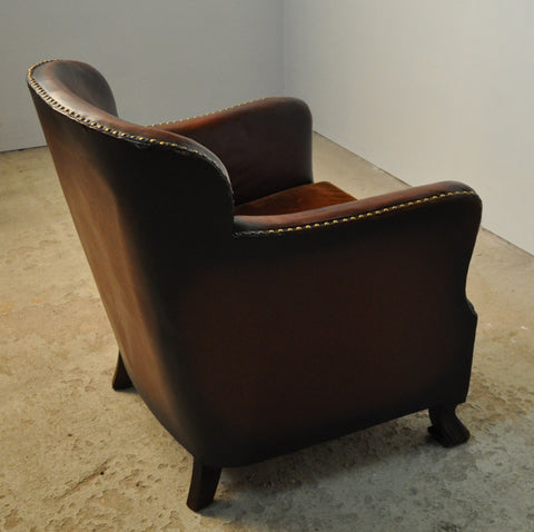 Club chair with original leather from 1920s Studio Njord