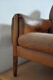 Scandinavian Cognac brown Leather and Rosewood Lounge Chairs, set of 2