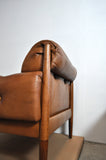 Scandinavian Cognac brown Leather and Rosewood Lounge Chairs, set of 2