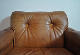 Scandinavian Cognac brown Leather and Rosewood Lounge Chairs, set of 2