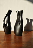 Swedish black glazed ceramic vases by Lillemor Mannerheim, set of 2
