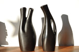 Swedish black glazed ceramic vases by Lillemor Mannerheim, set of 2