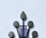 Candleholder in metal with purple glass detail by Dantoft Denmark 60/70s