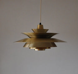 Multi-layered brass pendant lamp designed by Lyskær, Denmark 1960s