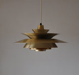 Multi-layered brass pendant lamp designed by Lyskær, Denmark 1960s