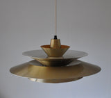 Multi-layered brass pendant lamp designed by Lyskær, Denmark 1960s