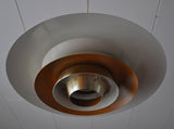 Multi-layered brass pendant lamp designed by Lyskær, Denmark 1960s