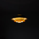 Multi-layered brass pendant lamp designed by Lyskær, Denmark 1960s