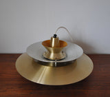 Multi-layered brass pendant lamp designed by Lyskær, Denmark 1960s