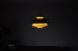 Multi-layered brass pendant lamp designed by Lyskær, Denmark 1960s