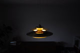 Multi-layered brass pendant lamp designed by Lyskær, Denmark 1960s