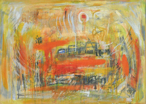 Contemporary painting "A City - III", oil on canvas by Mette Birckner, 2005
