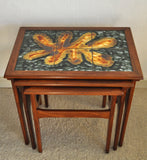 Danish teak nesting tables with ceramic tiles