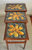 Danish teak nesting tables with ceramic tiles