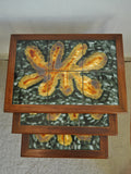 Danish teak nesting tables with ceramic tiles. Scandinavian design