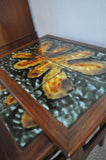 Danish teak nesting tables with ceramic tiles. Scandinavian design