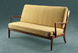 Ole Wanscher sofa beautiful curved varnished beech and wool upholstery