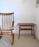 Mid century Teak Side Table and Illum Wikkelsø rocking chair
