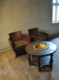 Otto Schulz lounge chairs and table with original leather, Sweden 1930s